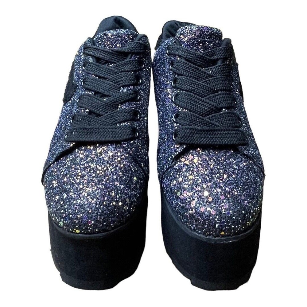 N.Y.L.A. Black Glitter Platform Sneakers - Picture 3 of 9